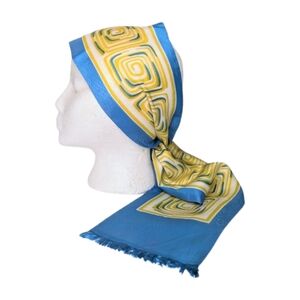 Vintage Yellow Blue and‎ White Mod Oblong Scarf